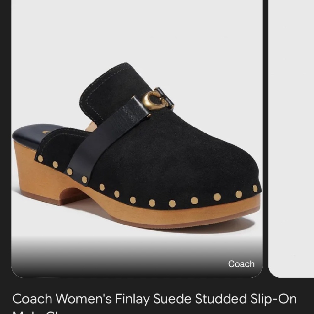 Coach Finley Black Suede Clogs
